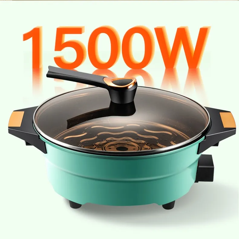 Hot Pot Electric Multicooker Deep Skillet Temperature Control for Steak