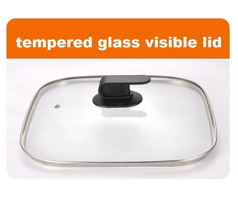 1600W Nonstick Reversible Plate Electric Skillet with Glass Lid