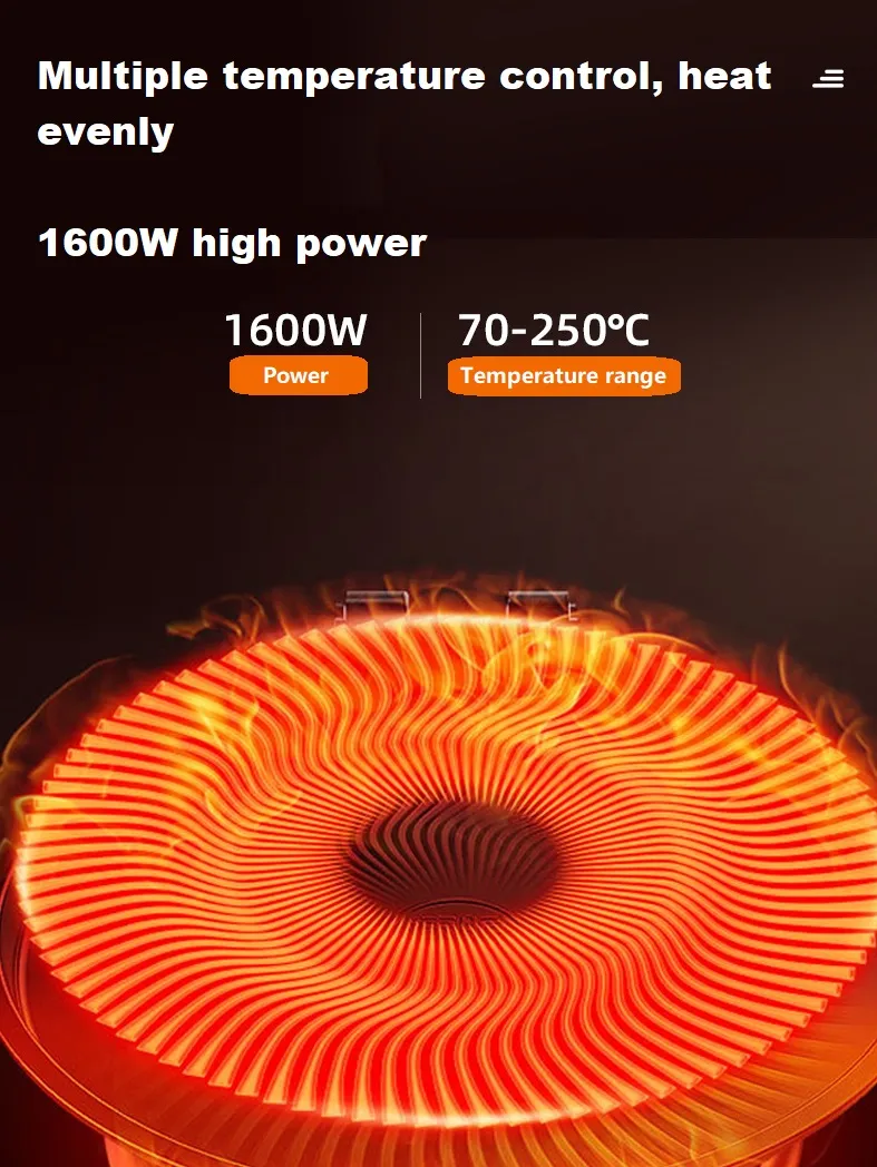 30*30cm Electric Hot Pot 1600W, Non-Stick Cooking Multicooker