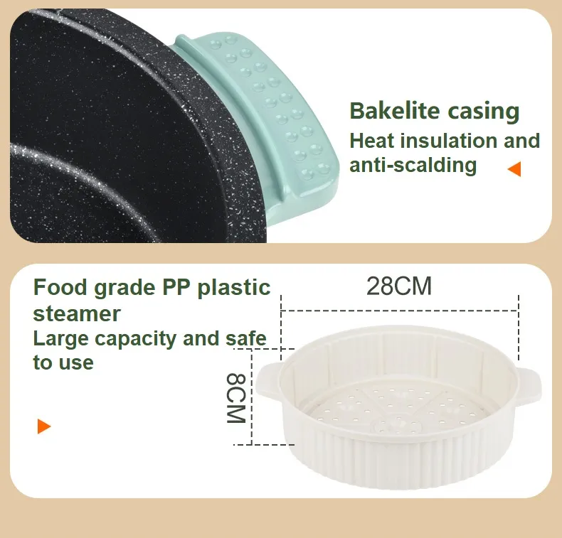 Cast Non-Stick Coating Enamel Coating Electric Pot 30cm