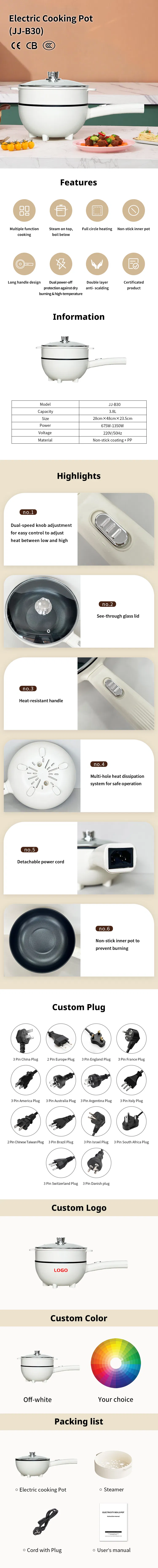 Kaiershi Jj-B30 Large Extra Deep Electric Frying Pan with Lid for Sale