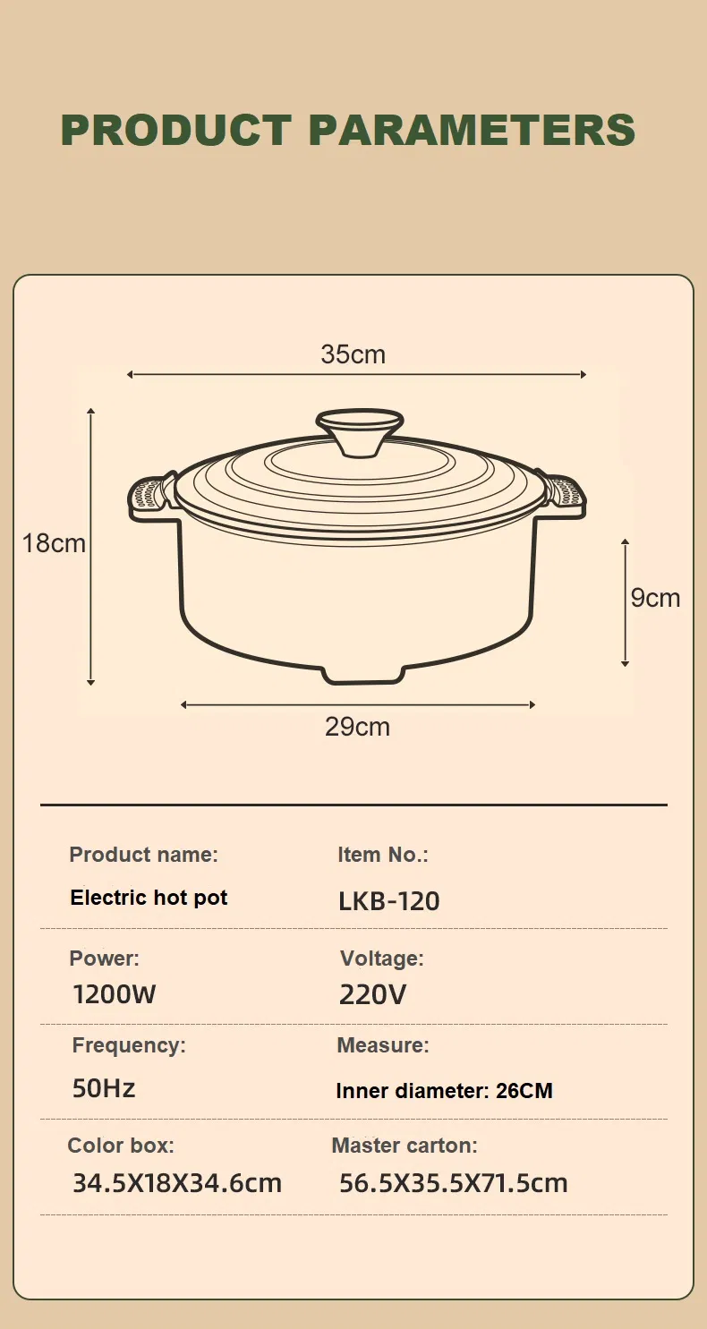 Multifunction Electric Cooking Pot Electric Frying Pan Hot Pot 30cm