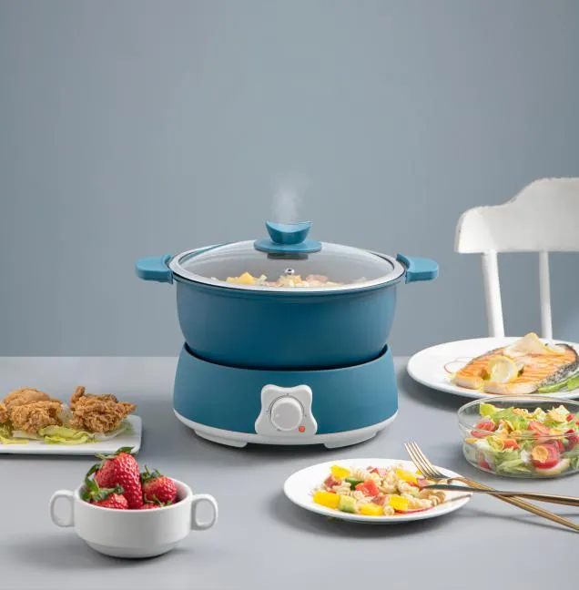 Electric Round Skillet Multi Frying Pan with Tempered Glass Lid 26cm