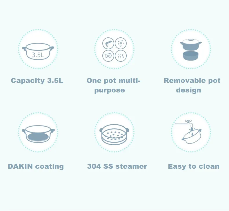 Electric Multifunction Nonstick Skillet 26cm Deep Fry Pan Auto Power