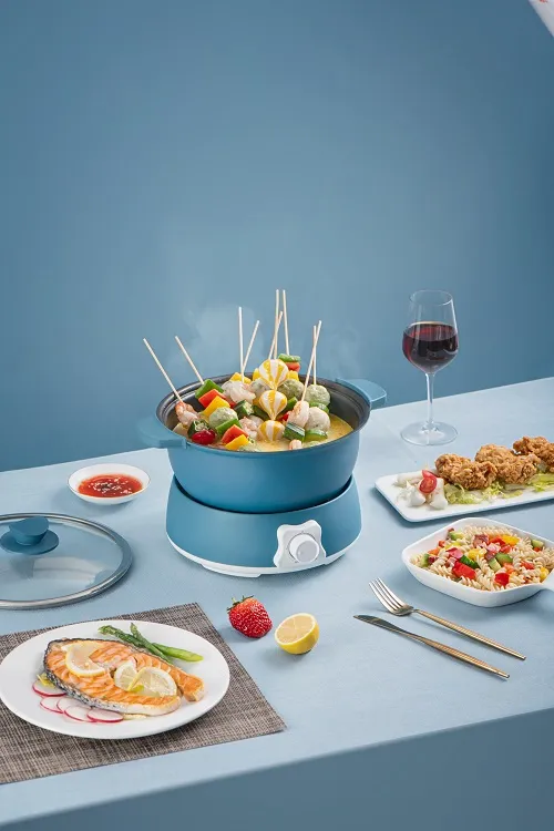 Electric Multifunction Nonstick Skillet 26cm Deep Fry Pan Auto Power