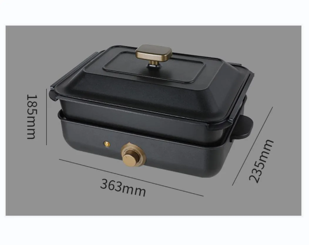 Electric Skillet Non Stick with Lid and Carry Handles 1200W