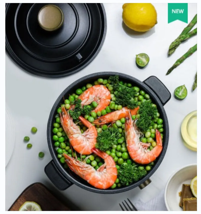 Electric Skillet Non Stick with Lid and Carry Handles 1200W