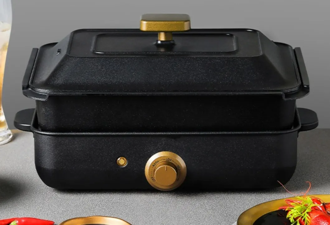 Electric Skillet Non Stick with Lid and Carry Handles 1200W