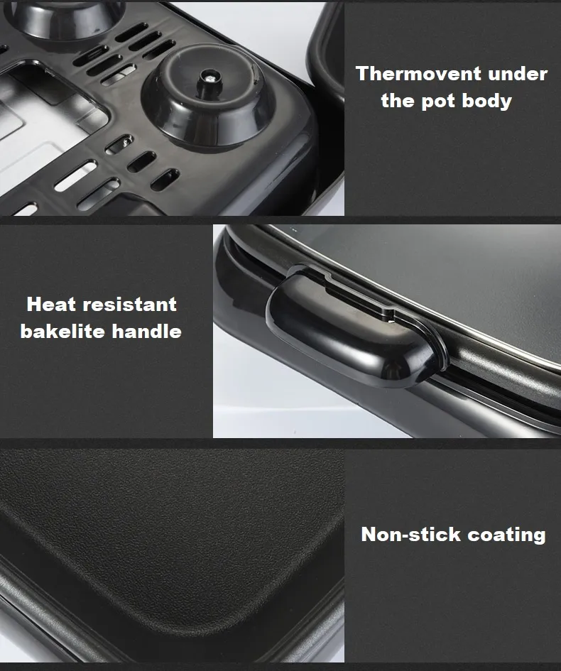 Korean BBQ Non Stick Electric Grill Indoor Kitchen Snack Electric Skillet 40cm