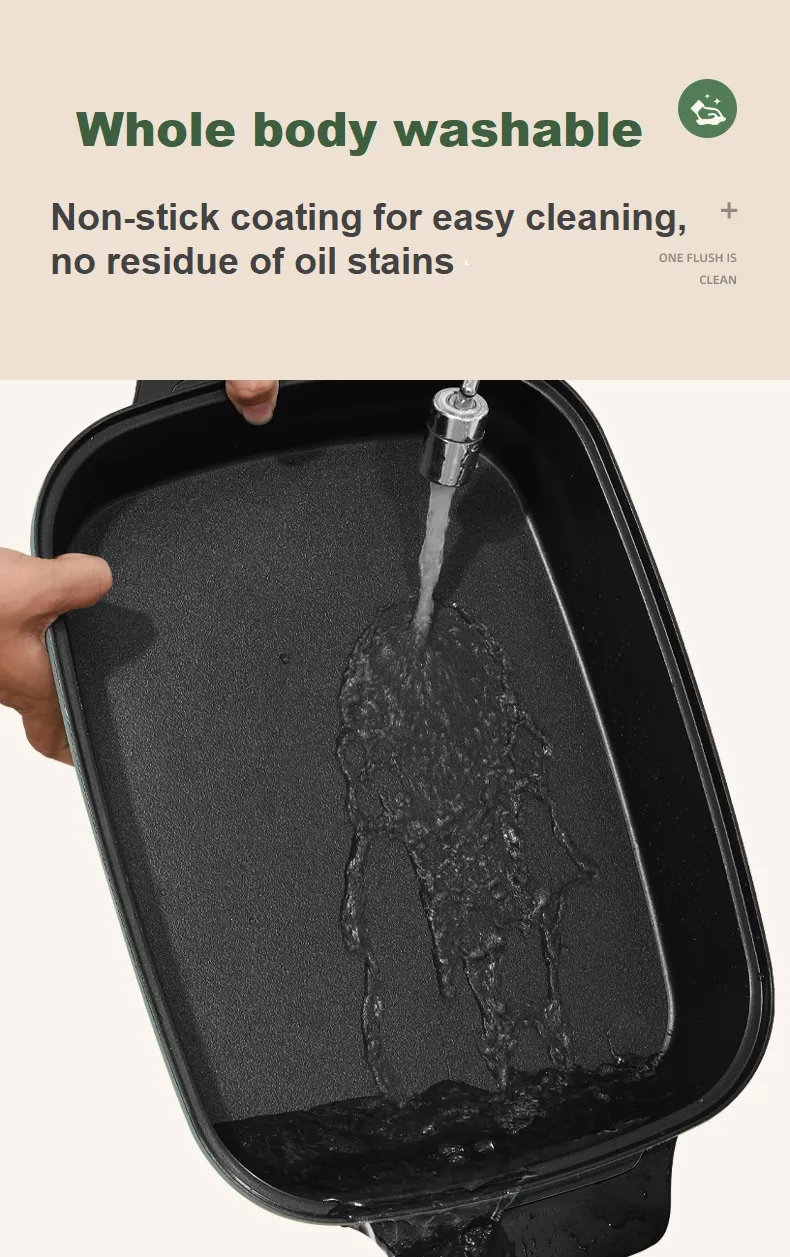 Detachable Electric Frying Pan Plug Removable Deepen Pan 1800W