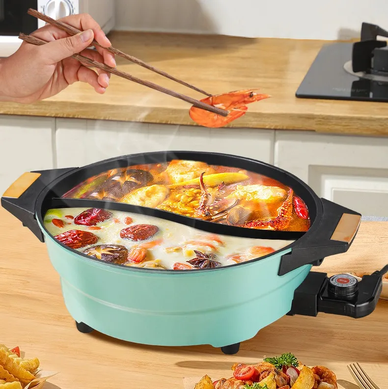 Two Flavor Shabu Shabu Hot Pot Electric Fondue Pot 36cm