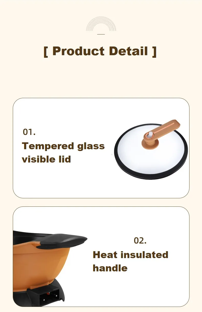 Multifunction Round Aluminum Non Stick Electric Skillet Fry Pan