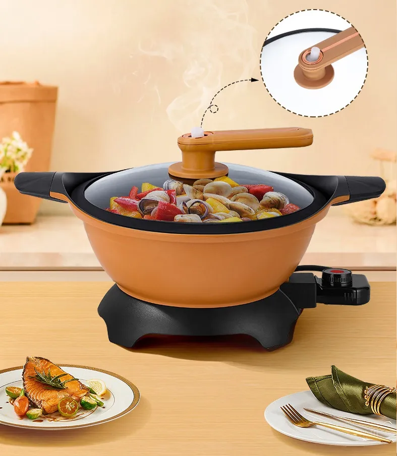 Round Low Pressure Electric Hot Pot Deep Electric Wok 30cm