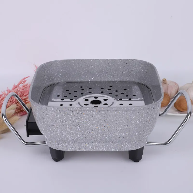 Hot Selling Aluminium Die-Casting Electric Hot Pot Non-Stick Soup Pot with Steamer Hot Pot