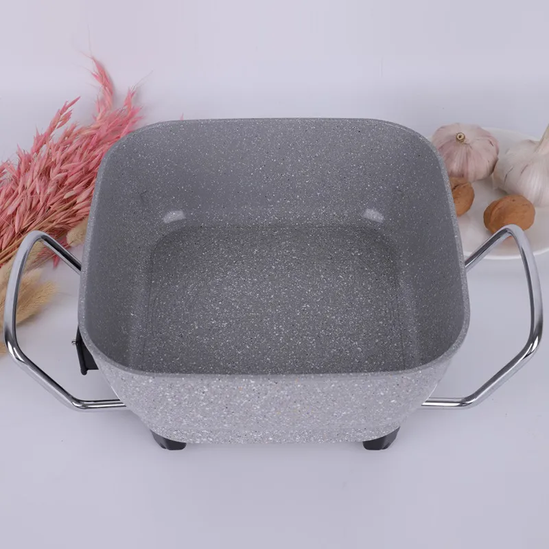 Hot Selling Aluminium Die-Casting Electric Hot Pot Non-Stick Soup Pot with Steamer Hot Pot