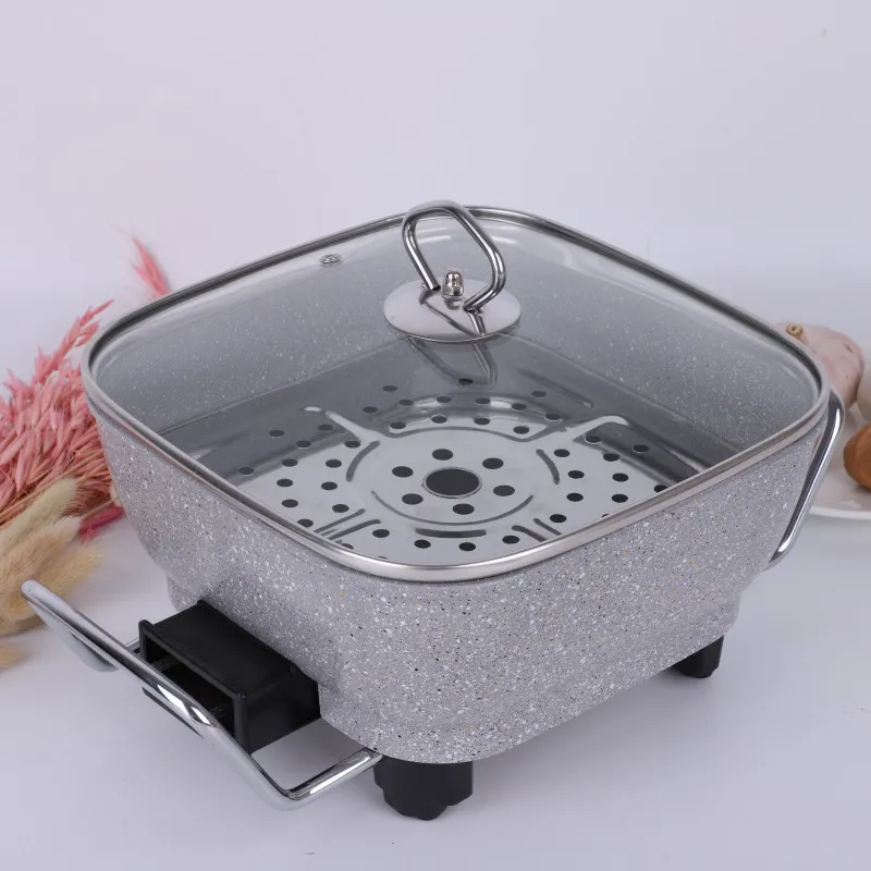 Hot Selling Aluminium Die-Casting Electric Hot Pot Non-Stick Soup Pot with Steamer Hot Pot