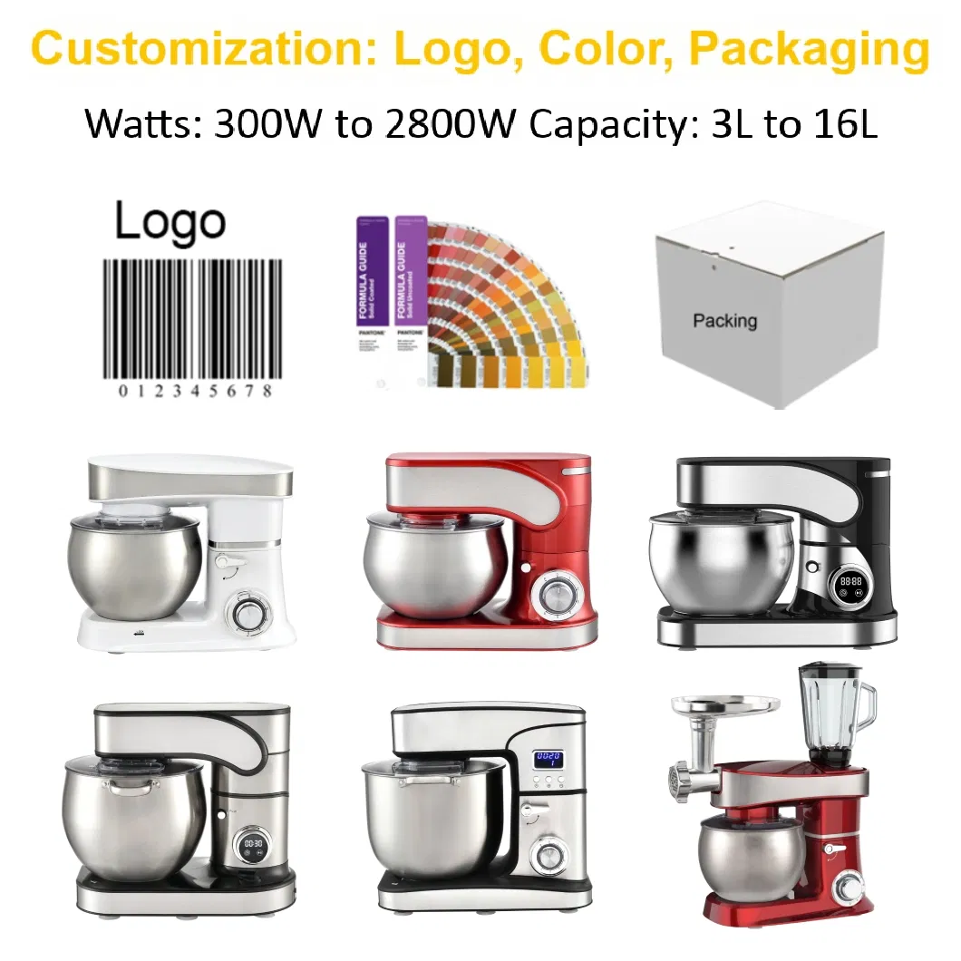 6-Speed 10/12L Large Capacity Food Mixer Egg Mixing Dough Kneading Stand Mixer