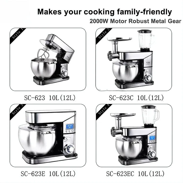 10L Large Capacity Stand Mixer Food Baking Mixer for Dough Kneading Mixing