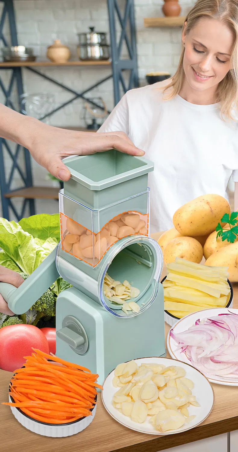 Ds-5213A Rotary Cheese Graters 3-Blades Multifunctional Rotating Spiral Vegetable Cutter Chopper