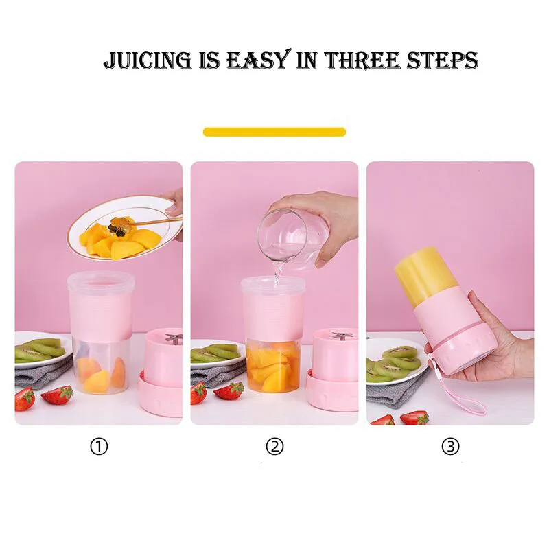 3 4 6 Blades Travel USB Electric High Speed Personal Size Automatic Handheld 300ml Fruit Smoothie Juicer