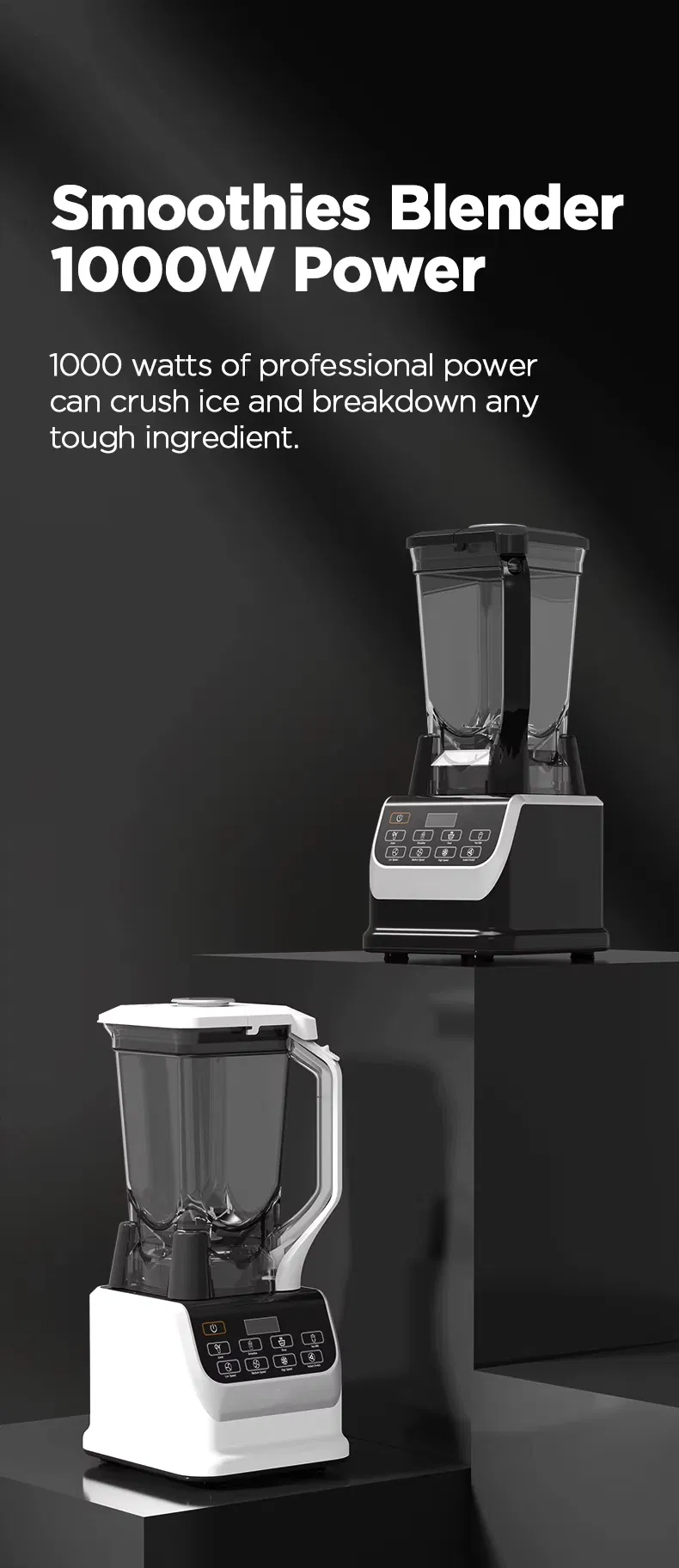 Professional Countertop Smart Kitchen Processing Ice Fruit Mixer Electric Smoothie Juicer Food Blender