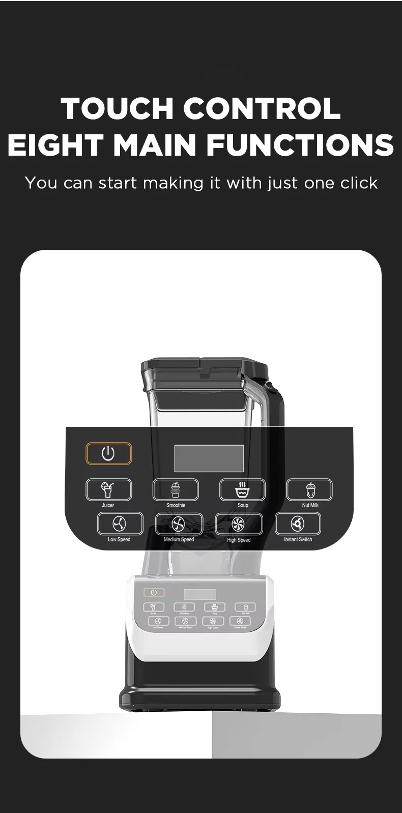 Professional Countertop Smart Kitchen Processing Ice Fruit Mixer Electric Smoothie Juicer Food Blender