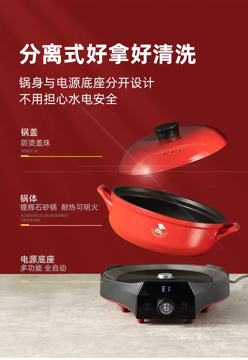 Kitchenware Electric Wok Large Capacity Hot Pot Mini Steamer Multi-Cooker Induction Cooker with Non-Stick Inner Pot Steam Tray Electric Cooker
