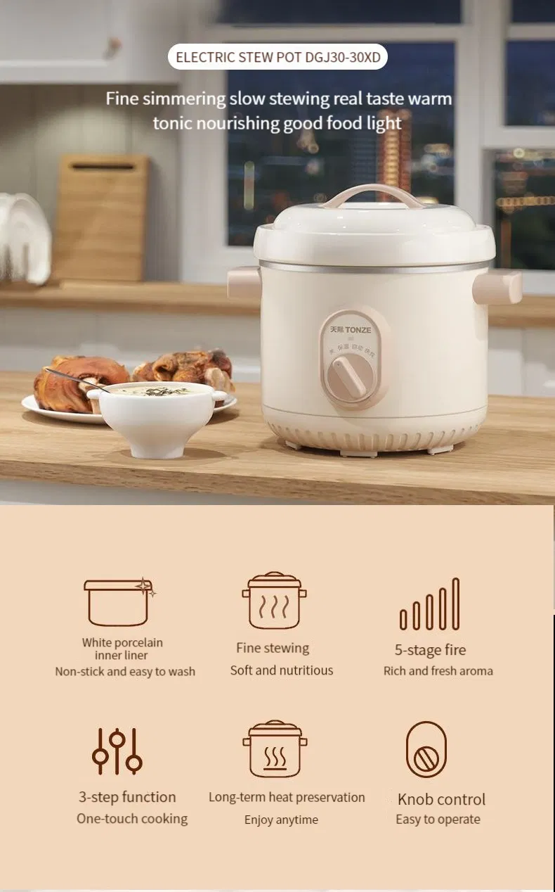 Factory Price 2L Manual Slow Cooker Ceramic Inner Pot with Keep Warm Function
