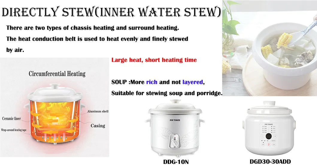 Factory Price 2L Manual Slow Cooker Ceramic Inner Pot with Keep Warm Function