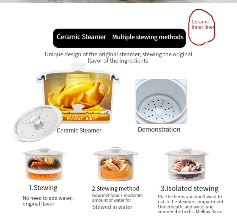 Ceramic Muti Inner Pot Electric Bone Boiler Chicken Soup Maker Slow Cooker