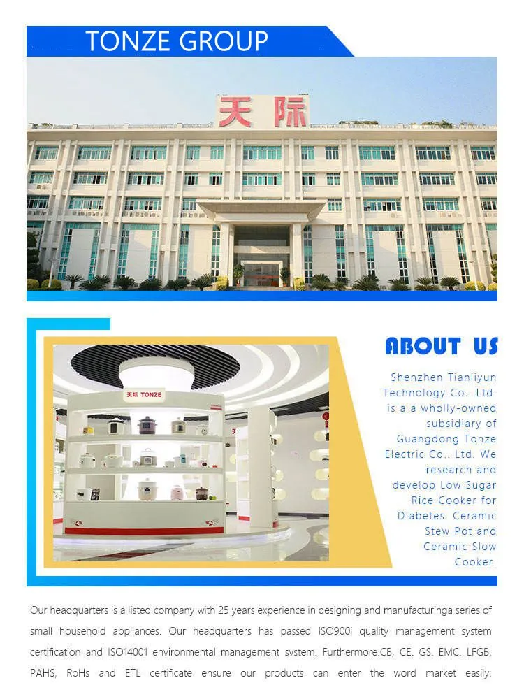 Tonze 4L Slow Cooker Ceramic Inner Pot 220V No - Coating Slow Cooker