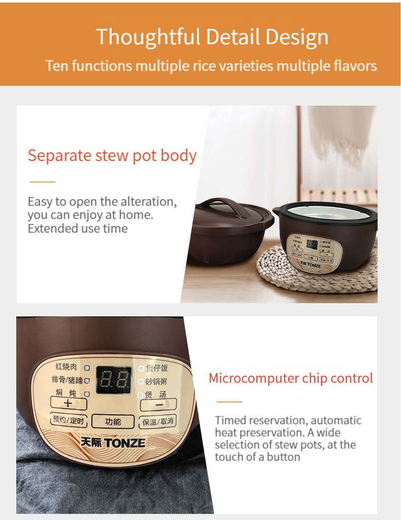 Clay Pot Rice Cooker Purple Sand Slow Cooker Soup Stew Cooker