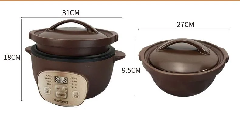 Clay Pot Rice Cooker Purple Sand Slow Cooker Soup Stew Cooker