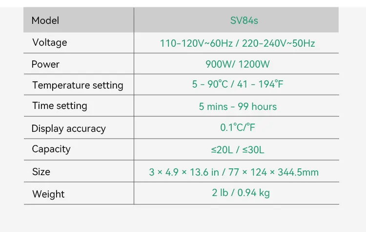 Sv84s Sous Vide Cooker with Big Power