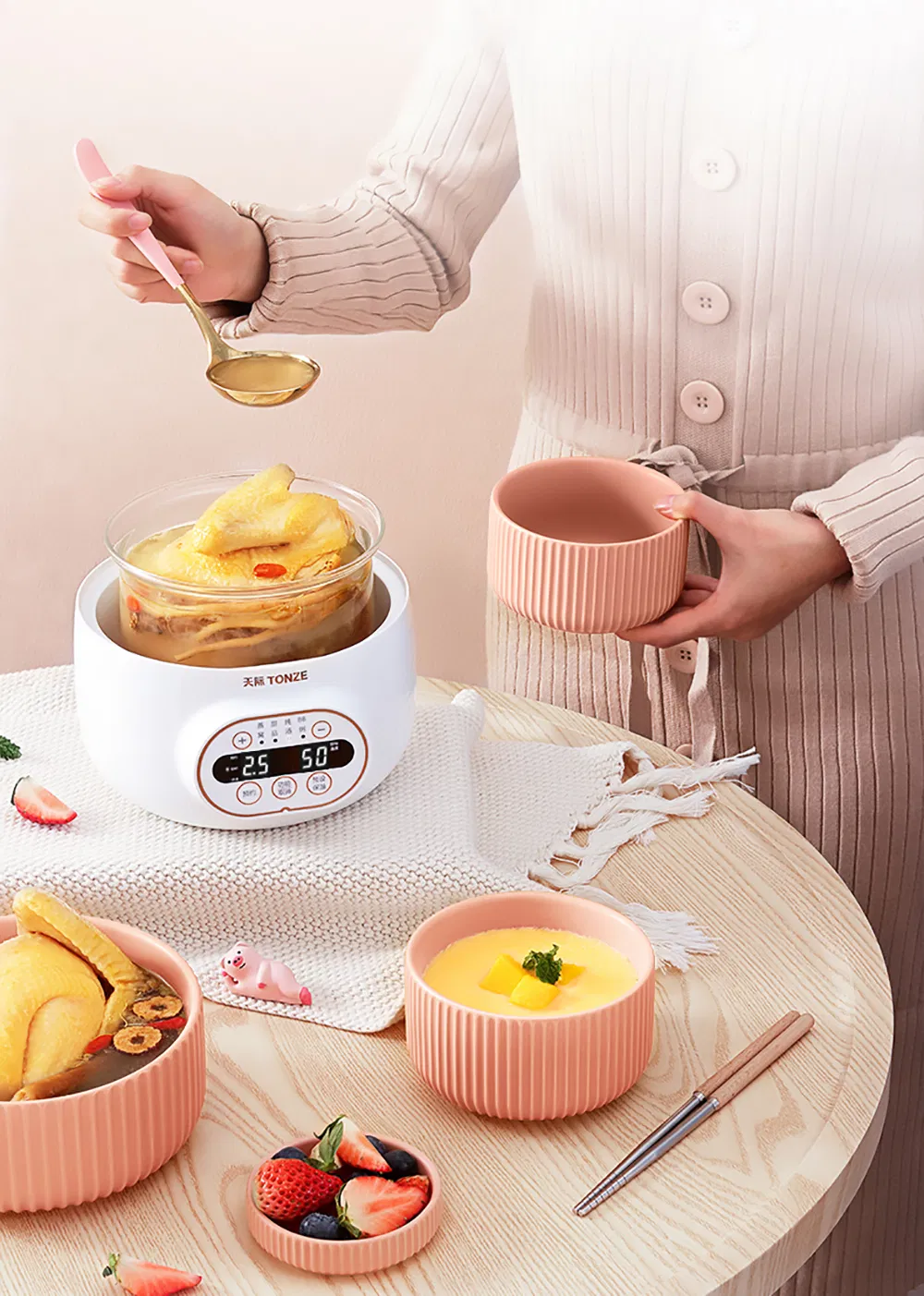 Glass Inner Pot Slow Cooker Bird's Nest Cooker Electric Crock Pot