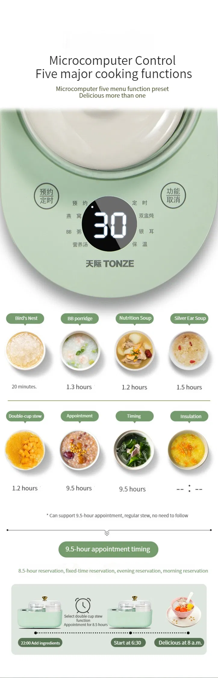 Baby Double-Stacked Stockpot Electric Mini Slow Cooker