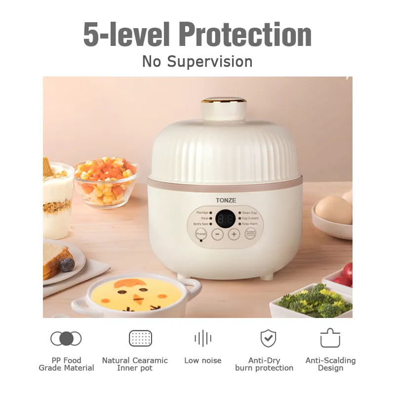 Tonze Multi-Functional Digital Panel Slow Cooker with Ceramic Inner Pot 0.8L Slow Cooker