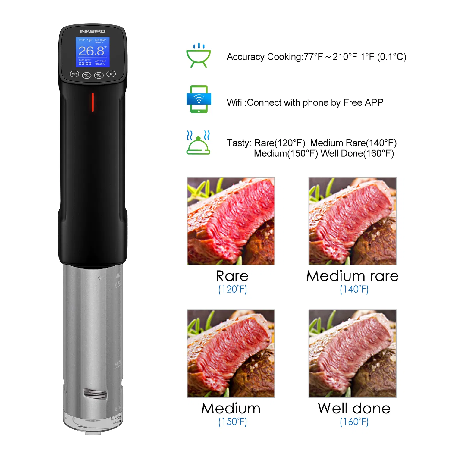 Inkbird Isv-100W 1000W Immersion Circulator WiFi with APP Control Sous Vide