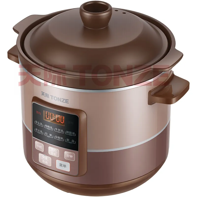 4L Organic Purple Clay Liner Broth Ceram Electric Slow Cooker