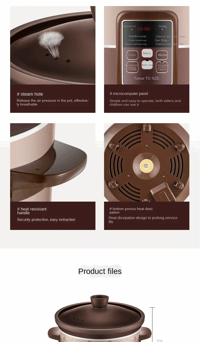 4L Organic Purple Clay Liner Broth Ceram Electric Slow Cooker