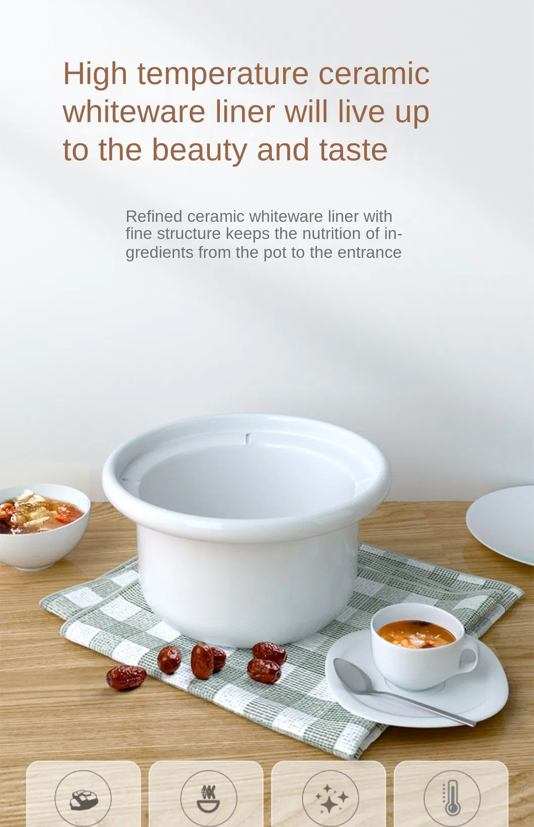 2L Tonze Ceramic Pot with Timer Function Easy Slow Cooker