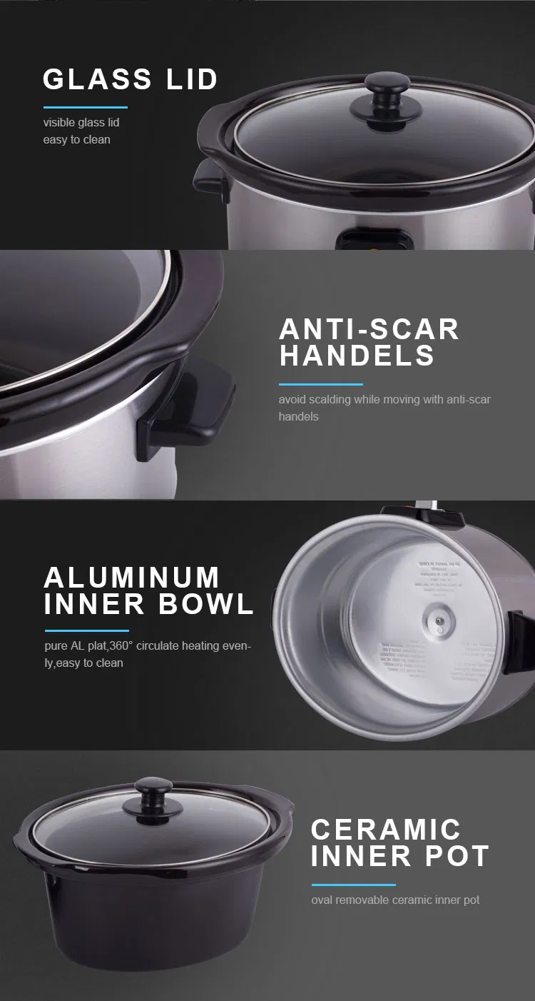 4.5L Automatic Electric 3.5 Qt Round Stainless Steel Slow Cooker