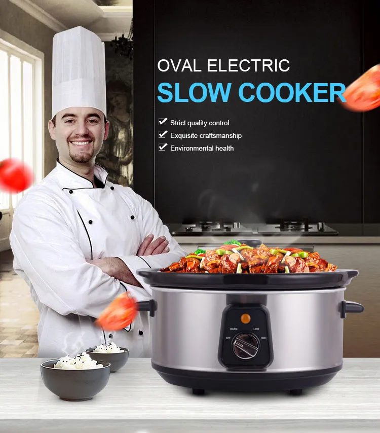 4.5L Automatic Electric 3.5 Qt Round Stainless Steel Slow Cooker
