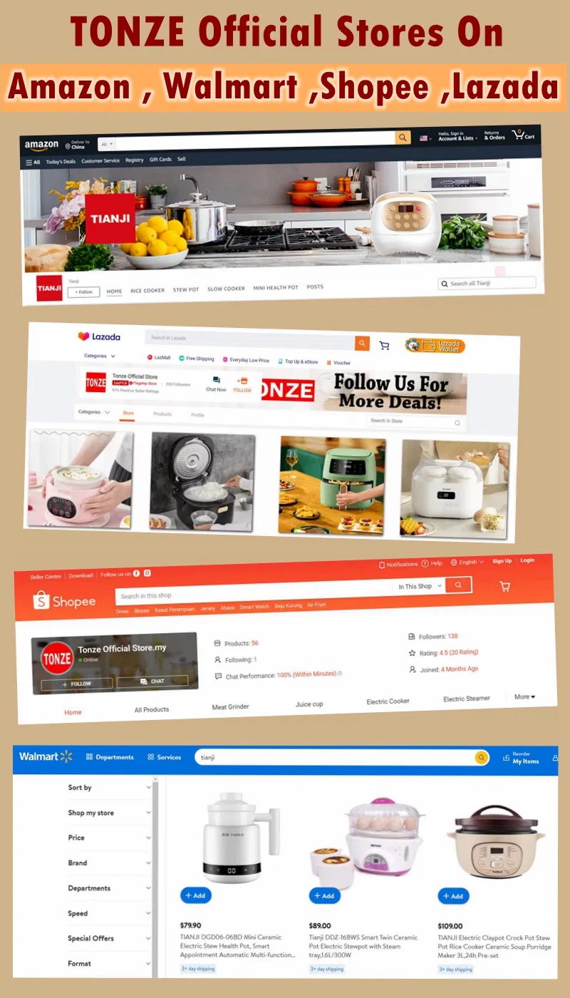 Tonze Factory OEM Electric Ceramic Soup Cooker 2L Stew Slow Cooker