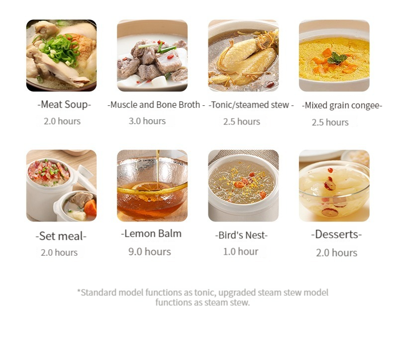 Visual Glass Lid 4L Multi Bone Soup Cooker Slow Cooker with Steamer Basket