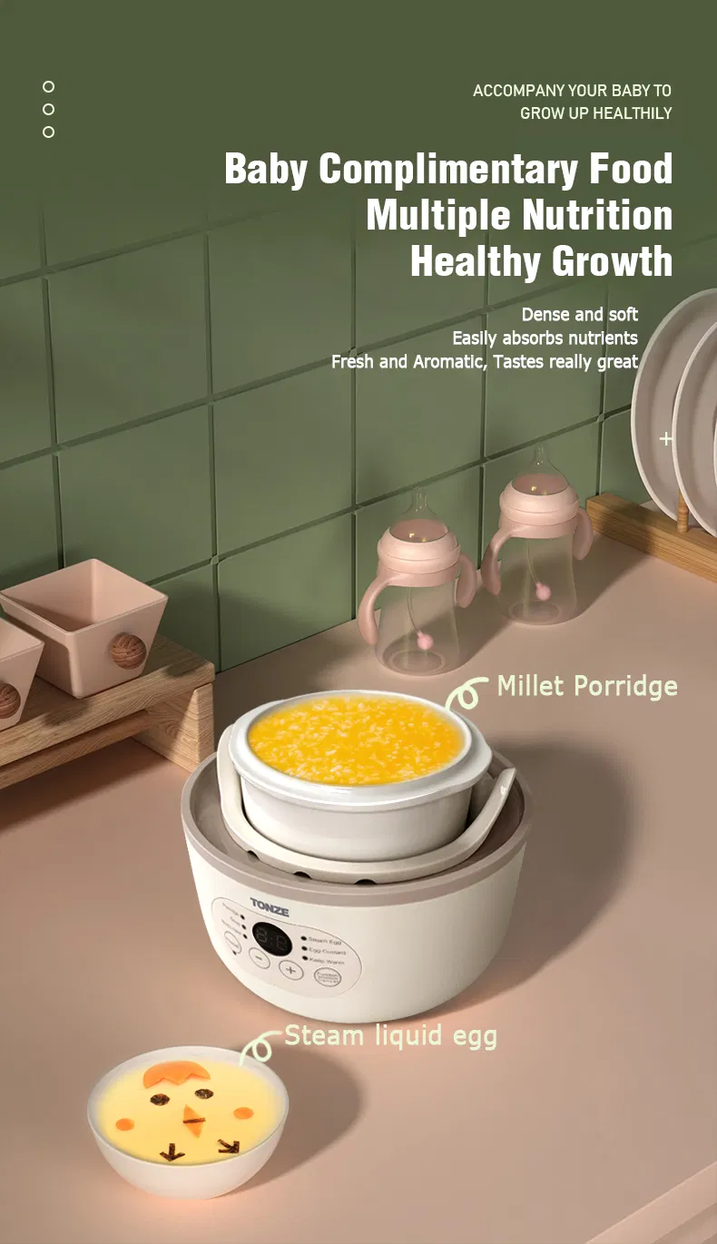 Water Stewing Slow Cooker with Egg Steamer Ceramic Liner Electric Pot