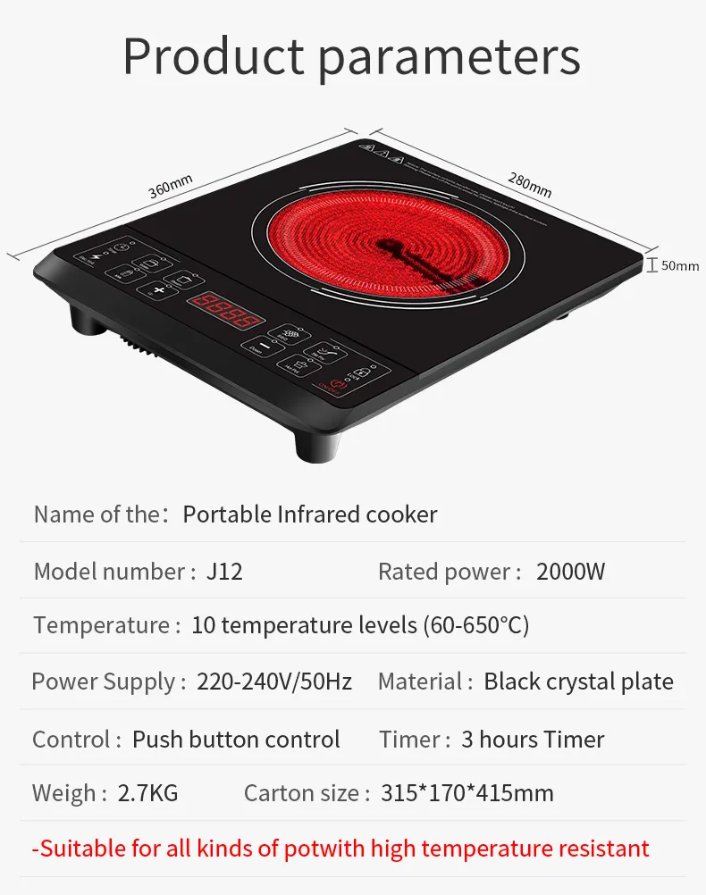 Mzd Infrared Cootop High Power Infrared Cooker Multipurpose Induction Hob