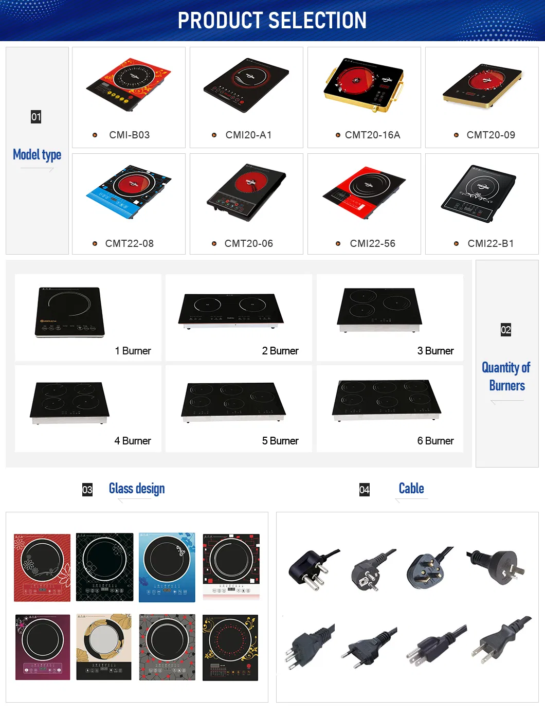 Custom 2200W Touch Electric Induction Cooktop Burner Hot Plate Induction Cooker Smokeless