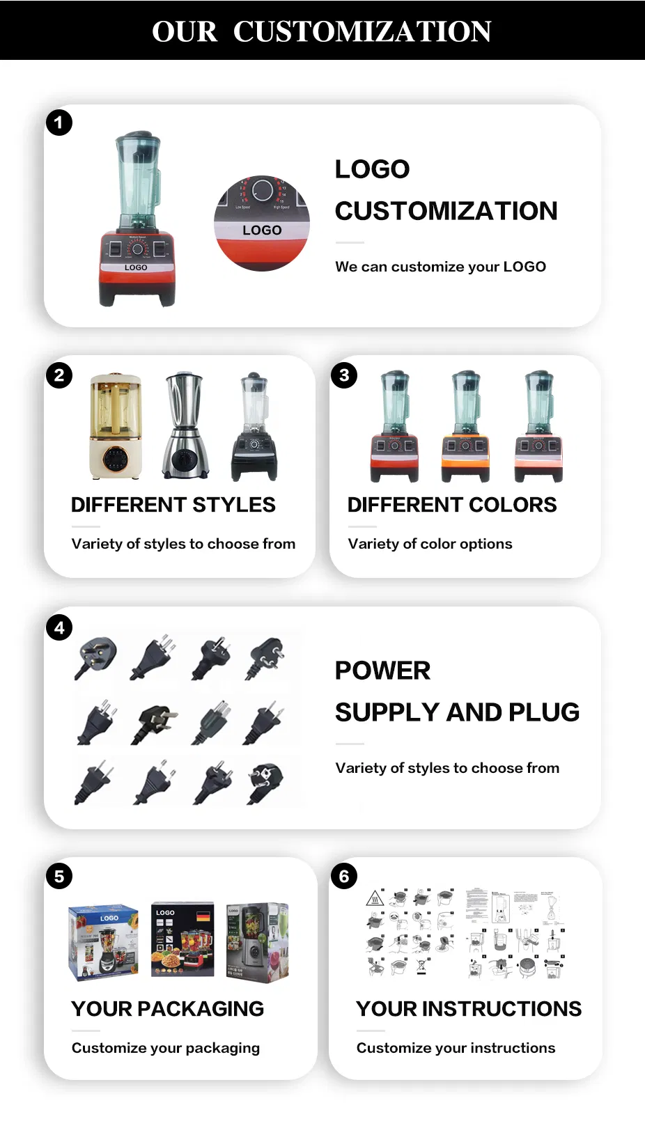 2.5L 3L 6 in 1 Kitchen Appliances Commercial Mixer Smoothie Juicer Food Processor Heavy Duty Blender 3 in 1