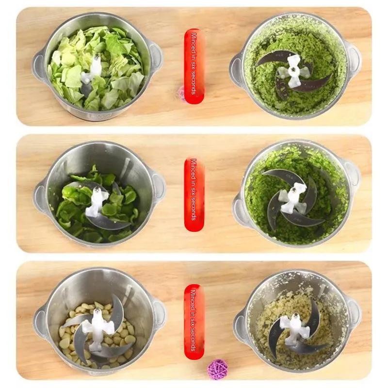 New 2 in 1 Household Electric Vegetable Food Chopper Food Processor 3L with Bowl Kitchen Cutter